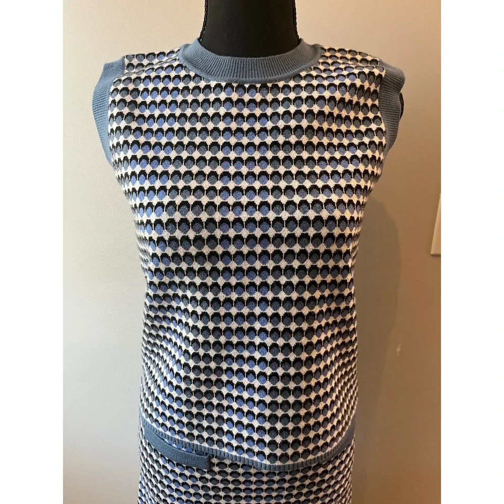 Lucy Paris Blue Geometric Knit Sleeveless Mini Dress Set XS - Picture 6 of 11